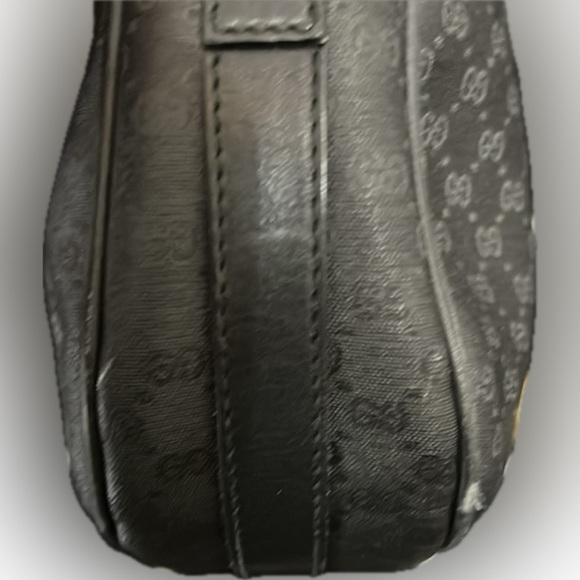 EUC GUCCI Vintage Micro GG Logo Canvas Shoulder Bag Black Navy Gorgeous - Picture 4 of 14